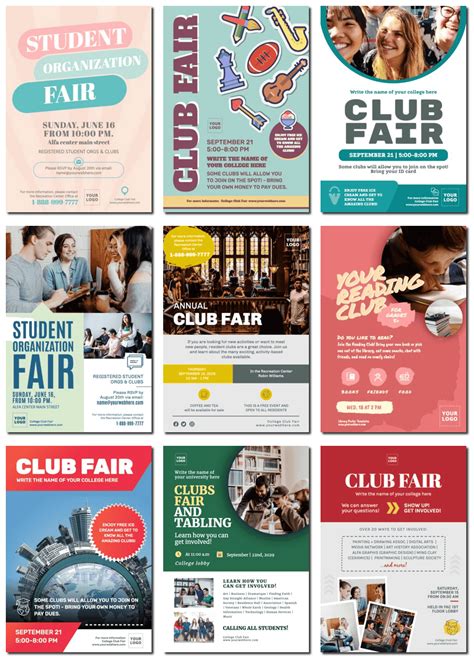 Editable Club Fair Poster Designs