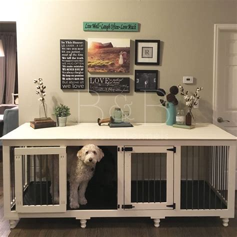 Double Doggie Den | Indoor dog house, Dog crate furniture, Dog houses