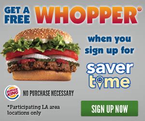 Get a free Burger King Whopper, courtesy of the PennySaver’s SaverTime ...