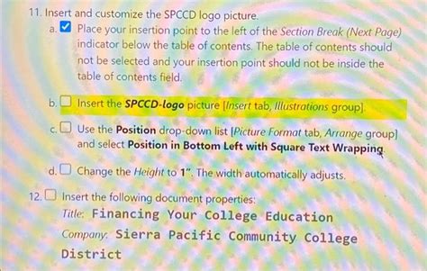 Solved 11. Insert and customize the SPCCD logo picture. a. | Chegg.com