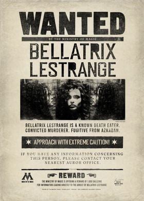 'Wanted Bellatrix Lestrange' Poster by Wizarding World | Displate