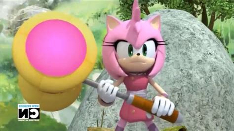 sonic the hedgehog holding a baseball bat in front of a large rock and tree