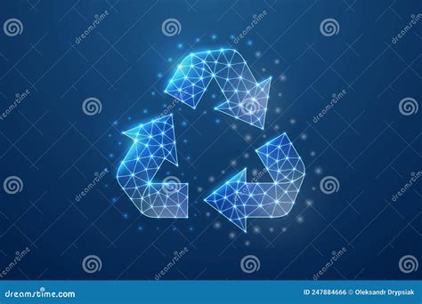 Recycle 3d Symbol In Blue Low Poly Style. Ecology, Waste Recycling ...