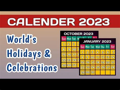 Calendar 2023 Holidays & Events Around The World | 2023 Global Celebrations - YouTube