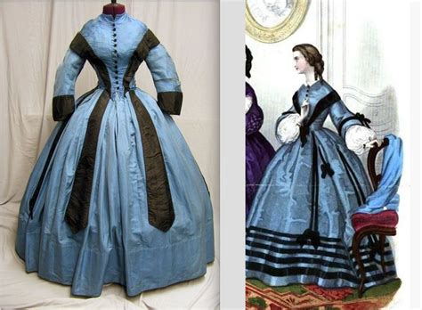 1861 fashion plate La Mode. vs extant dress. Good illustration on how ...