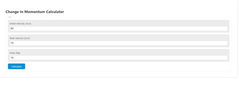 Change In Momentum Calculator - Calculator Academy