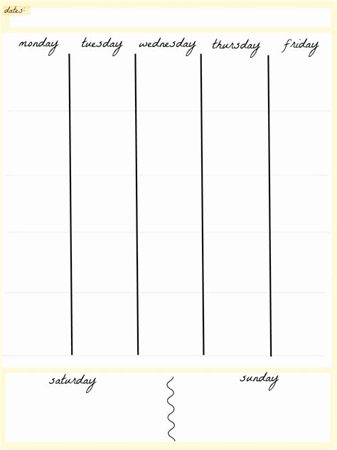 5 Day Week Calendar