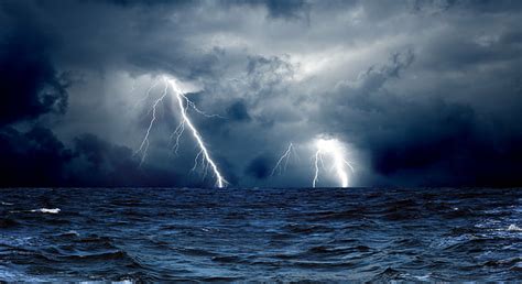 HD wallpaper: clouds, lightning, ocean, sea, storm, waves | Wallpaper Flare