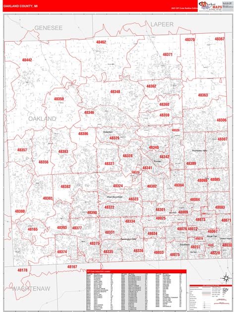 Oakland County Michigan Zip Code Map