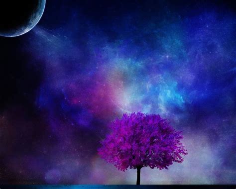 Download Dark Purple Tree And Galaxy Wallpaper | Wallpapers.com