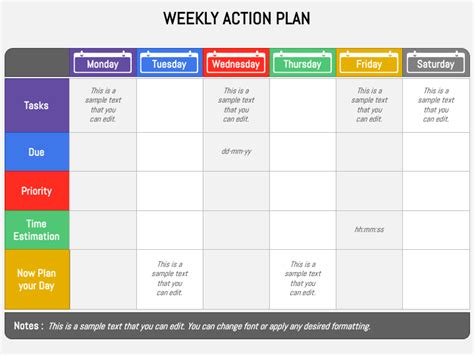 Weekly Action Plan PowerPoint and Google Slides Template - PPT Slides