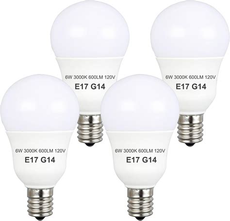 KEIVO E17 Intermediate Base LED Light Bulbs, 6W(60 Watt Equivalent), Warm White 2700K, 600lm ...