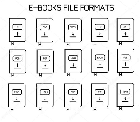 File formats of electronic books or text files with download sign ...