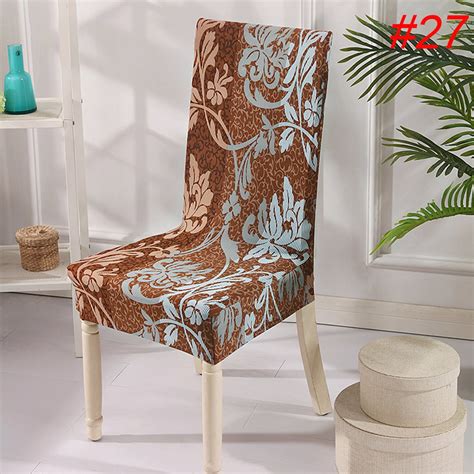 Chair Covers Soft Spandex Fit Stretch Short Dining Room Chair Covers with Printed Pattern ...