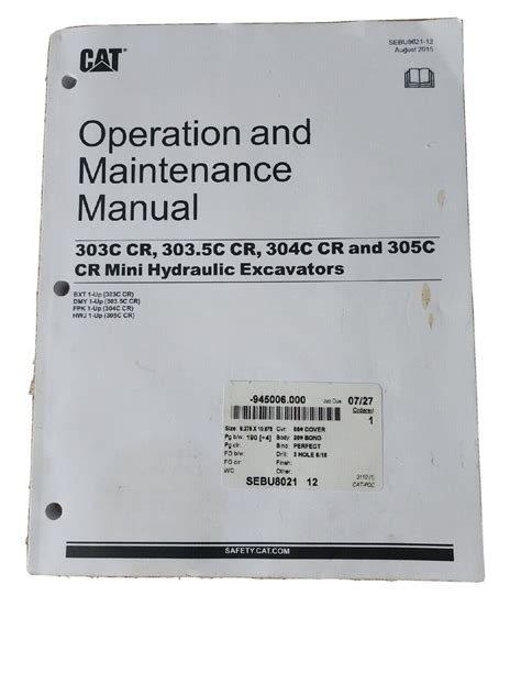 CAT CATERPILLAR 303.5D 304D 305D 305.5D CR OPERATION & MAINTENANCE ...