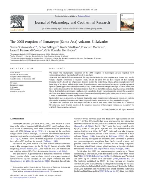 (PDF) The 2005 eruption of Ilamatepec (Santa Ana) volcano, El Salvador ...