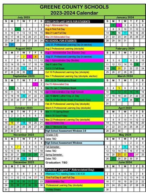 Calendar – District Calendar for 2023-2024 – West Greene Middle School