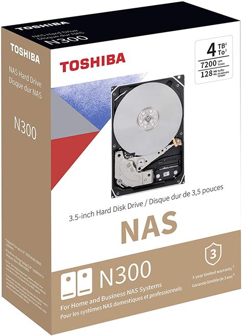 Toshiba N300 4TB NAS 3.5-Inch Internal Hard Drive - CMR SATA 6 GB/s 7200 RPM 128 MB Cache ...