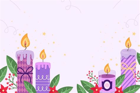 Free Vector | Hand drawn purple candles advent background