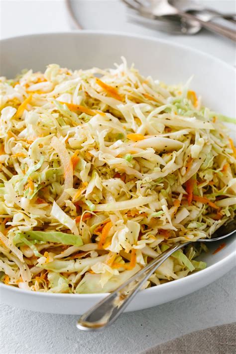 Vinegar Coleslaw is an excellent no mayo coleslaw recipe for those who love coleslaw but don't ...