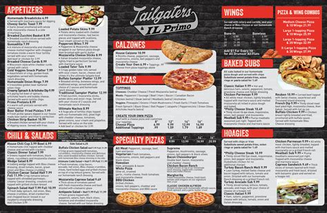 Menu – Tailgaters Sports Grill & IL Primo Pizza & Wings