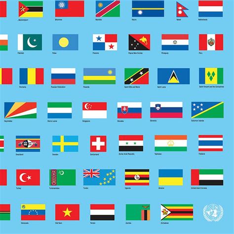 Flags of the United Nations Poster UN Art Print World Wall | Etsy