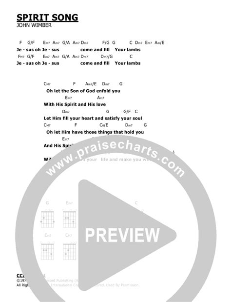 Spirit Song Chords (John Wimber) - PraiseCharts