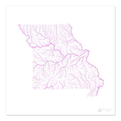 Missouri - River basin map, pastel on white - Fine Art Print ...