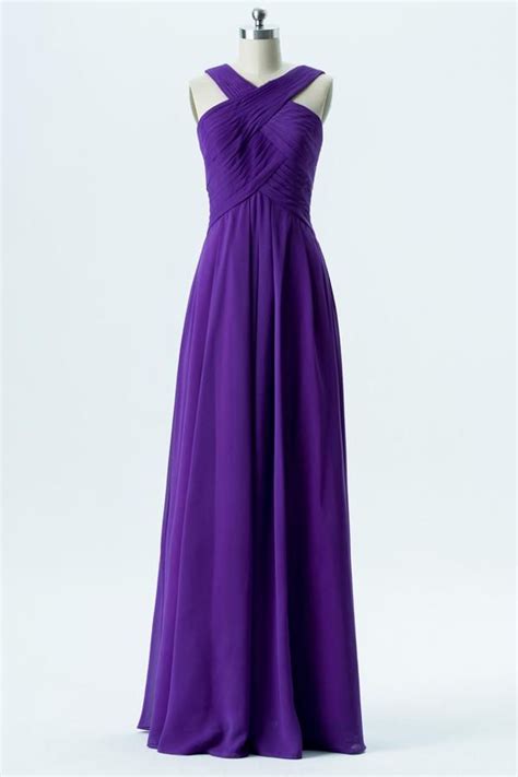 Royal Purple X Neck Long Bridesmaid Dresses,Sleeveless Open Back ...