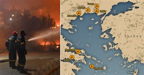 Map shows where the wildfires are in Greece as country hit by blazes | World News | Metro News