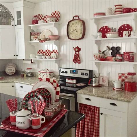 Vintage Charm #49 • Adirondack Girl @ Heart | Red kitchen decor, White kitchen decor, Red and ...