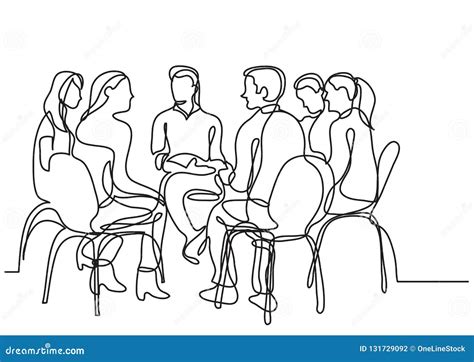 One Line Drawing of Group of Young People Talking Stock Vector - Illustration of line, hand ...