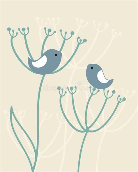 Vintage Background With Birds , Flowers Stock Vector - Illustration of design, background: 19573494