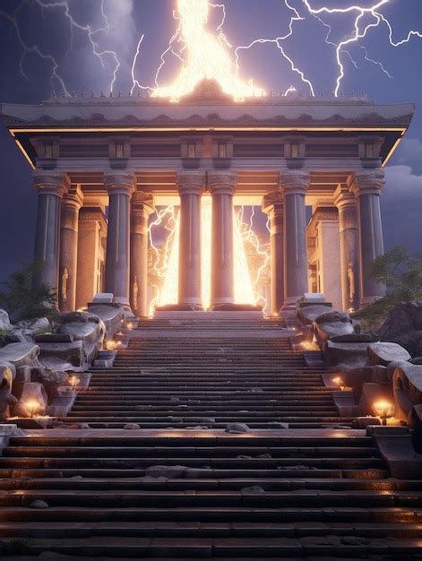 Premium AI Image | a temple with a lightning bolt on the top of it