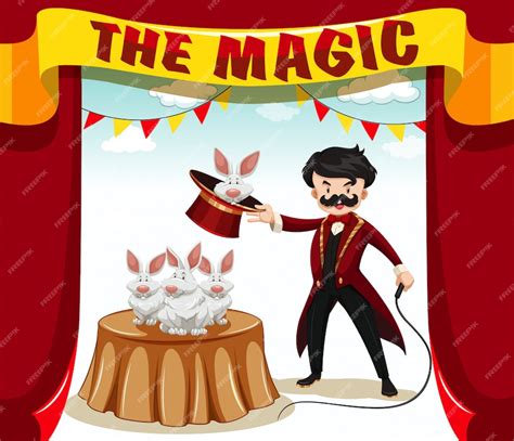 Free Vector | Magic show with magician and rabbits