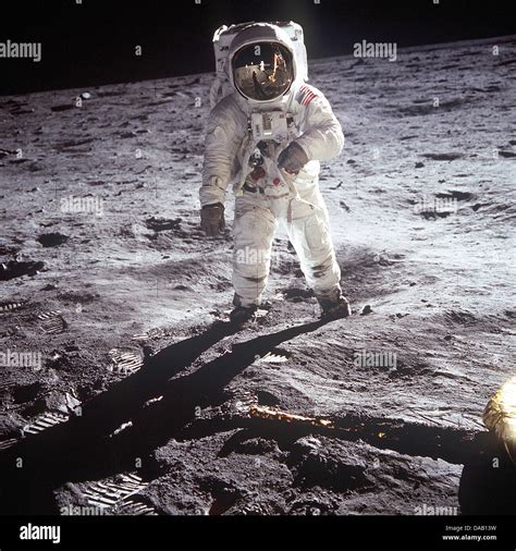 BUZZ ALDRIN US astronaut walking on the Moon 21 July 1969 on the Stock ...