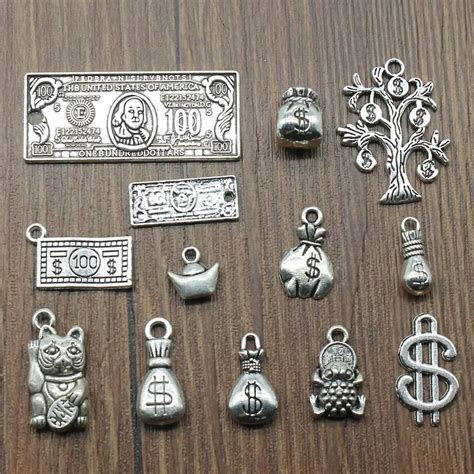 15pcs/lot Moneybag Charms Money US Dollars Pendants Jewelry Making Lucky Money Charms For ...