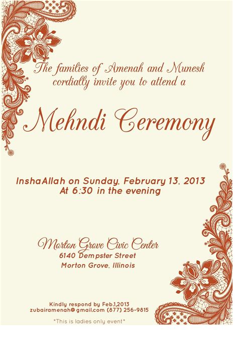 Mehndi Invitation Samples 684