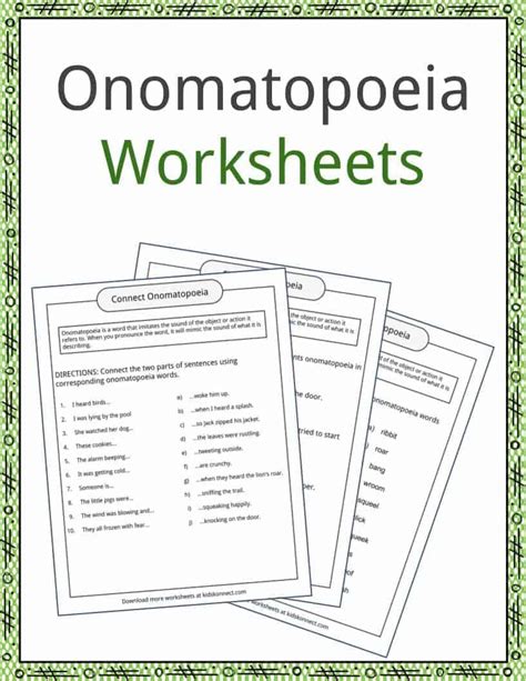 Onomatopoeia Examples, Definition and Worksheets | KidsKonnect