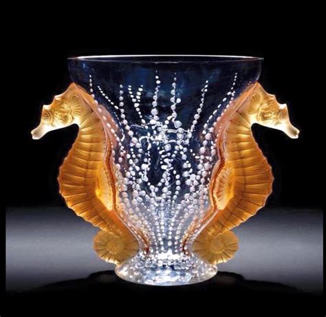 Rene Lalique Seahorses Glass Vase | Lalique, Glass art, Lalique crystal