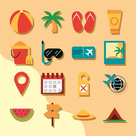 Travelling and tourism flat icon set 1431924 Vector Art at Vecteezy