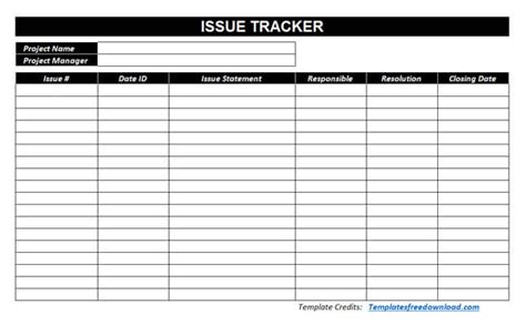 Free Issue Tracking Spreadsheet Template Excel | Project Trackers