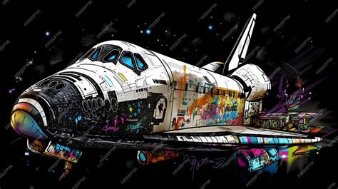 Premium AI Image | A space shuttle with graffiti on the side.