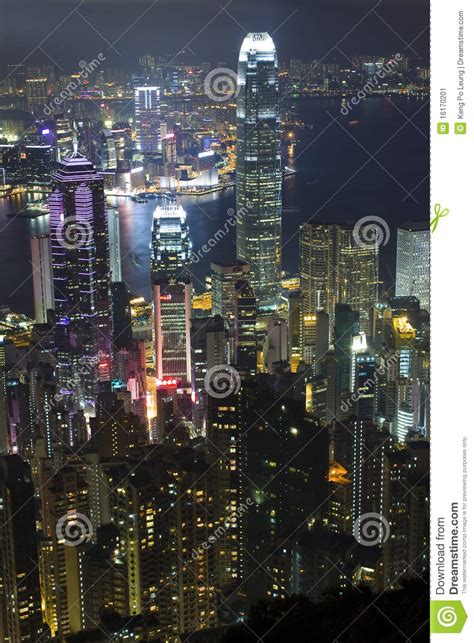 Hong Kong skyline at night stock image. Image of beauty - 16170201