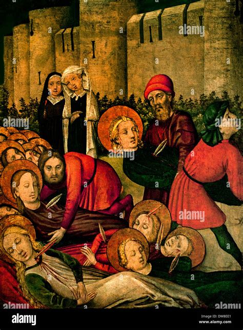 The Martyrdom of St Ursula and 11000 virgins 1450 Upper Rhine Colmar Stock Photo: 67184489 - Alamy