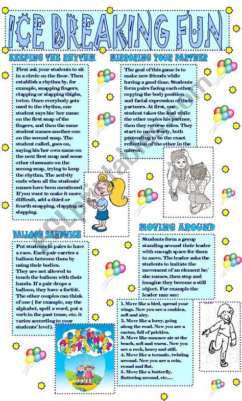 Ice Breaking Activities Grade 8