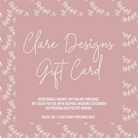 Clare Designs | Gift Card for Wedding Stationery or Poetry