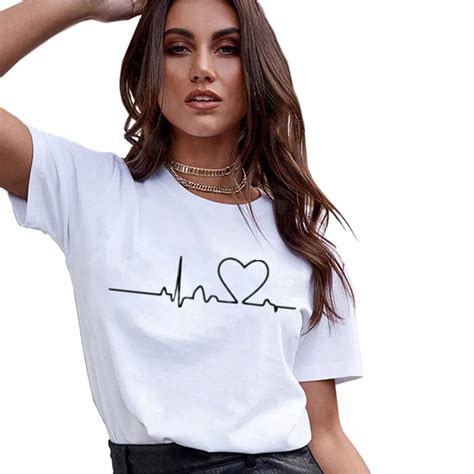 2019 New Women T shirts Casual Harajuku Love Printed Tops Tee Summer ...