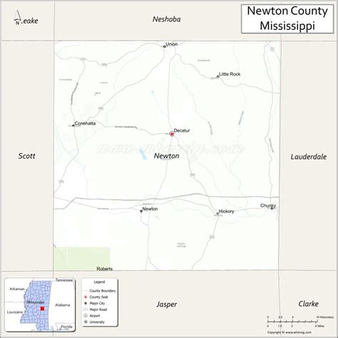 Map of Newton County, Mississippi