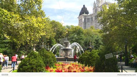 New York City Hall Park Fountain Stock video footage | 426308